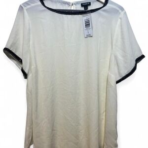 Torrid Size 0 Blouse White Black Sequin Sheer NEW